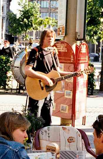 Jim Playing a Terrace in Goenplaats, Antwerp. 2004